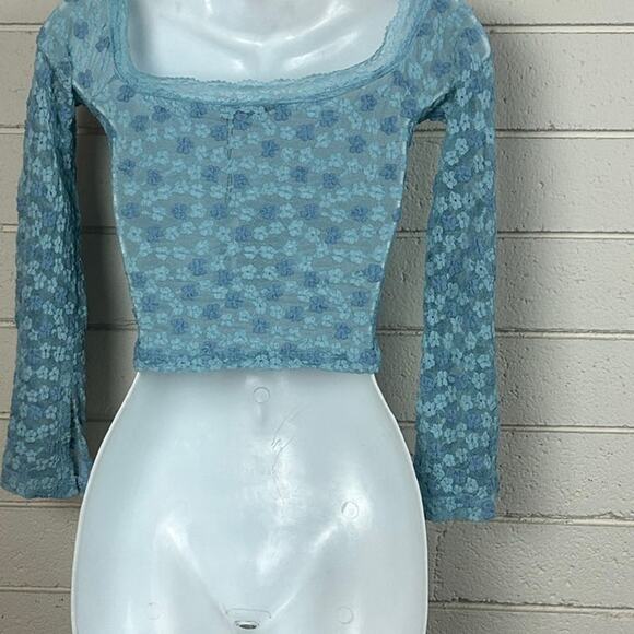 Princess Polly Bankston Off The Shoulder Top Blue Size 2 NWT - Picture 9 of 9